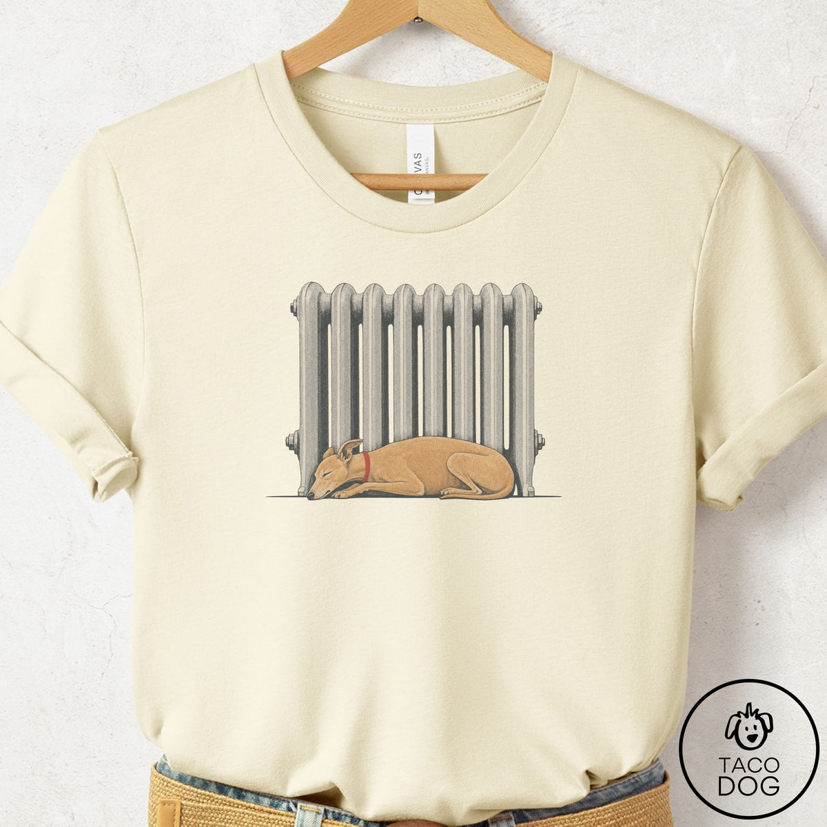 Italian Greyhound Whippet Radiator T-Shirt Natural Taco-Dog