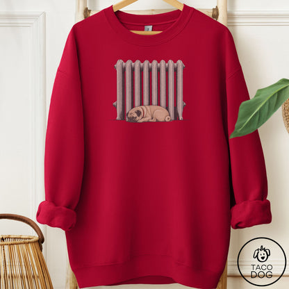 Pug Radiator Sweatshirt Cardinal Red Taco-Dog