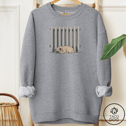 Pug Radiator Sweatshirt Graphite Heather Taco-Dog