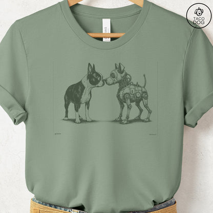 Boston Terrier Robot Dog T-Shirt Sage S Taco-Dog