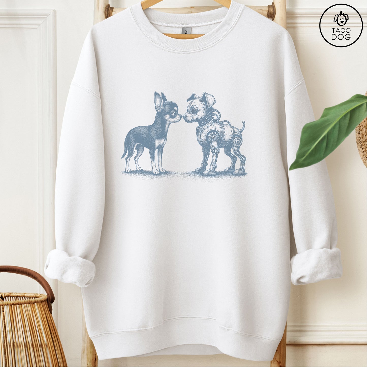 Chihuahua Robot Dog Sweatshirt White M Taco-Dog