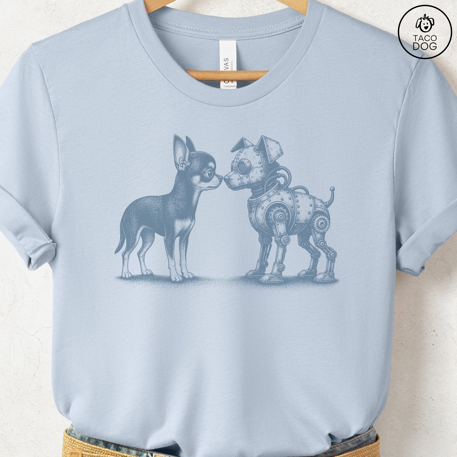 Chihuahua Robot Dog T-Shirt Light Blue S Taco-Dog