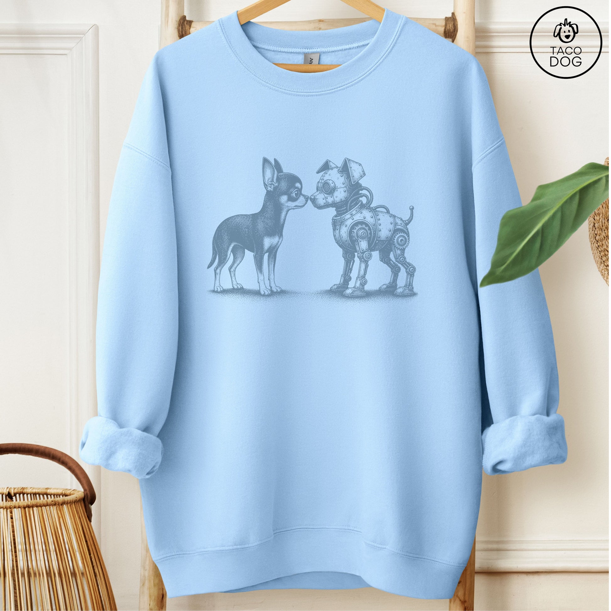 Chihuahua Robot Dog Sweatshirt Light Blue M Taco-Dog