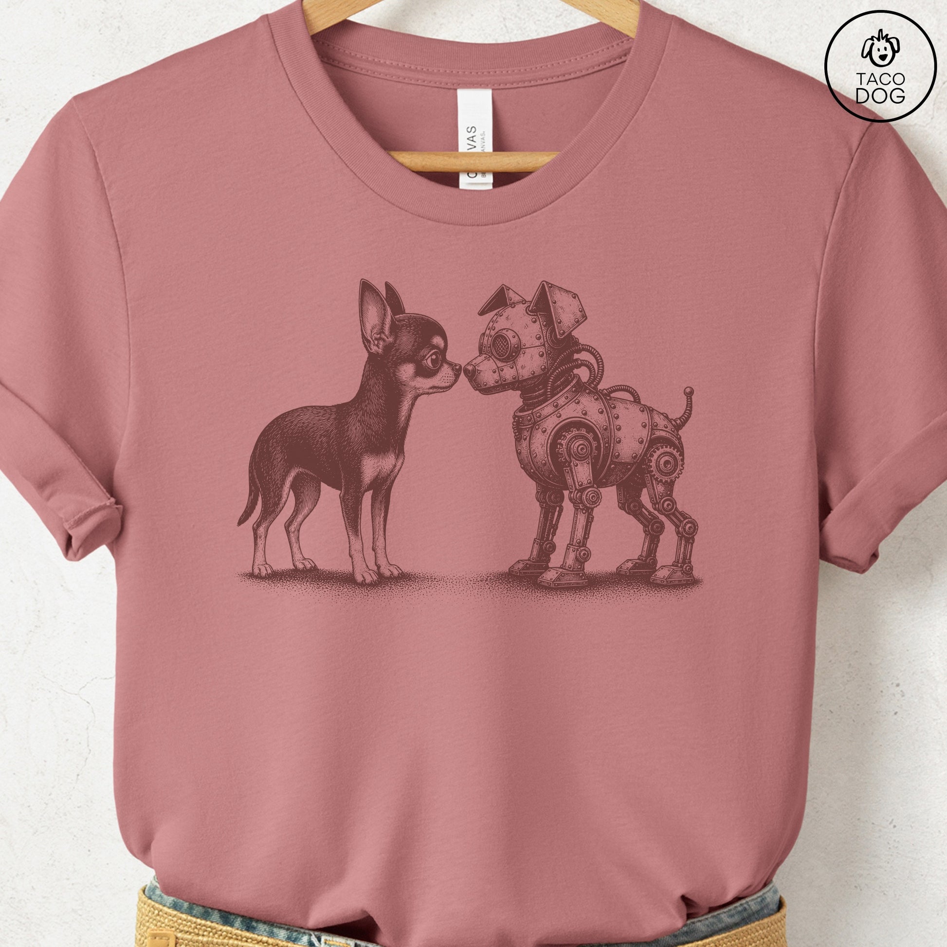 Chihuahua Robot Dog T-Shirt Heather Mauve S Taco-Dog