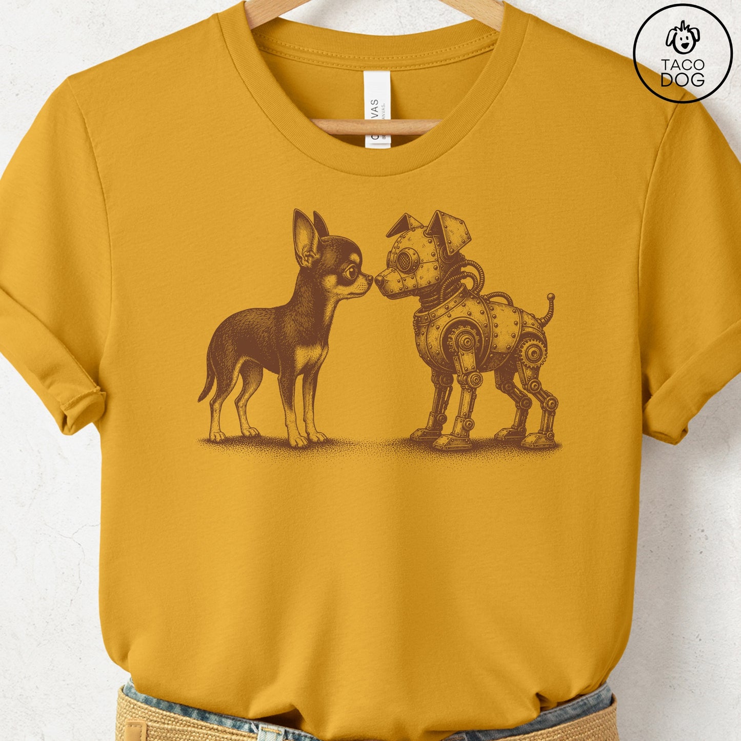 Chihuahua Robot Dog T-Shirt Mustard S Taco-Dog