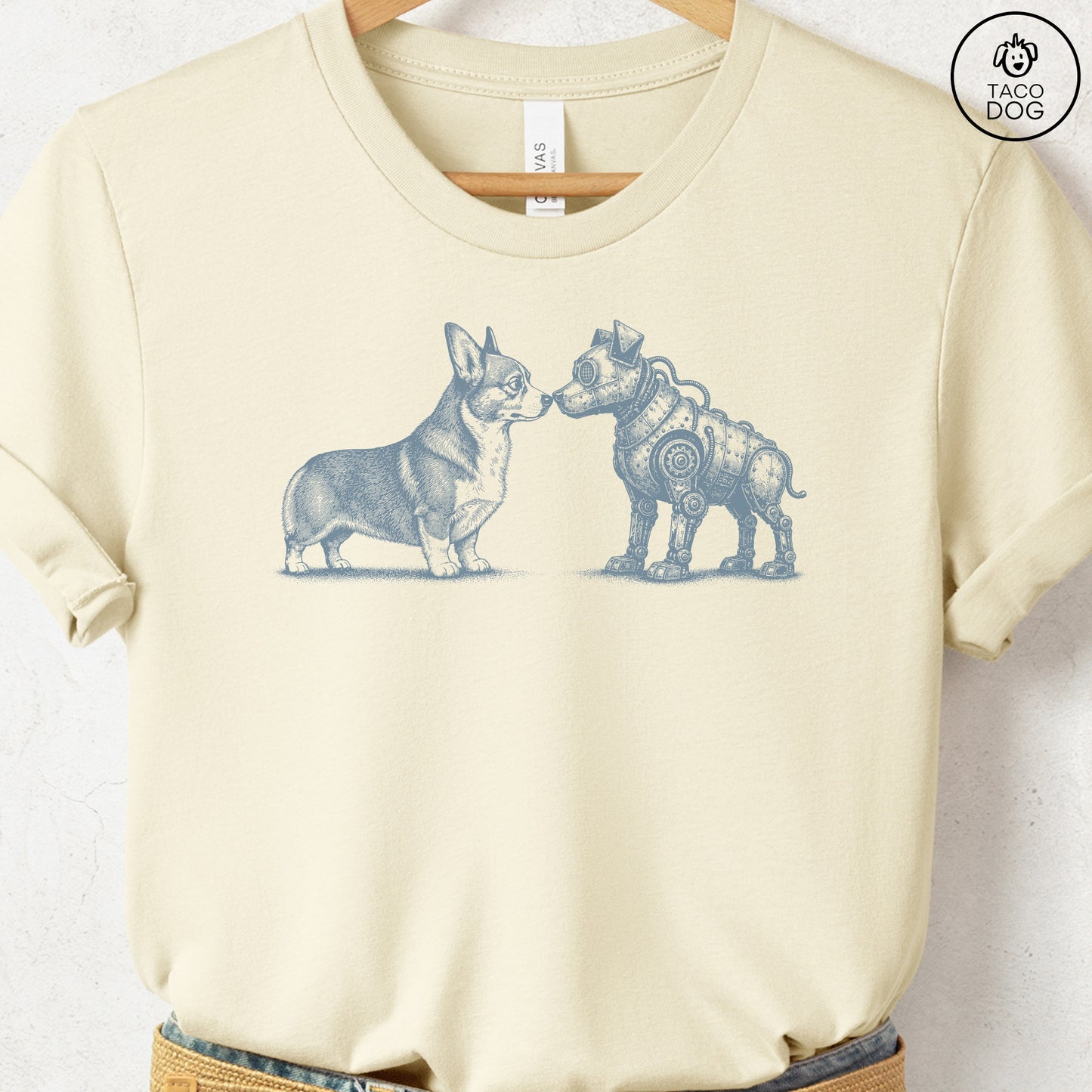 Corgi Robot Dog T-Shirt Natural S Taco-Dog