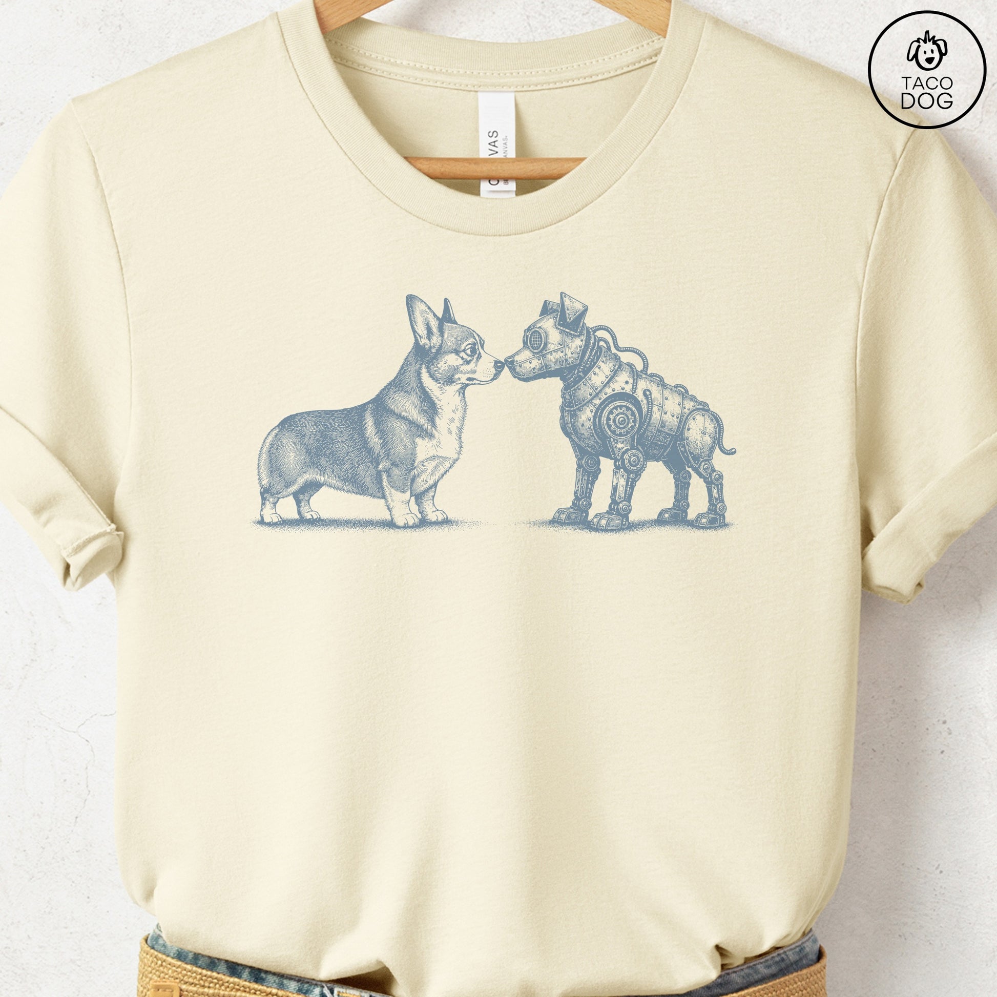 Corgi Robot Dog T-Shirt Natural S Taco-Dog