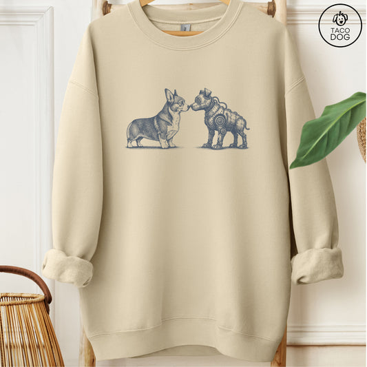 Corgi Robot Dog Sweatshirt Sand Taco-Dog