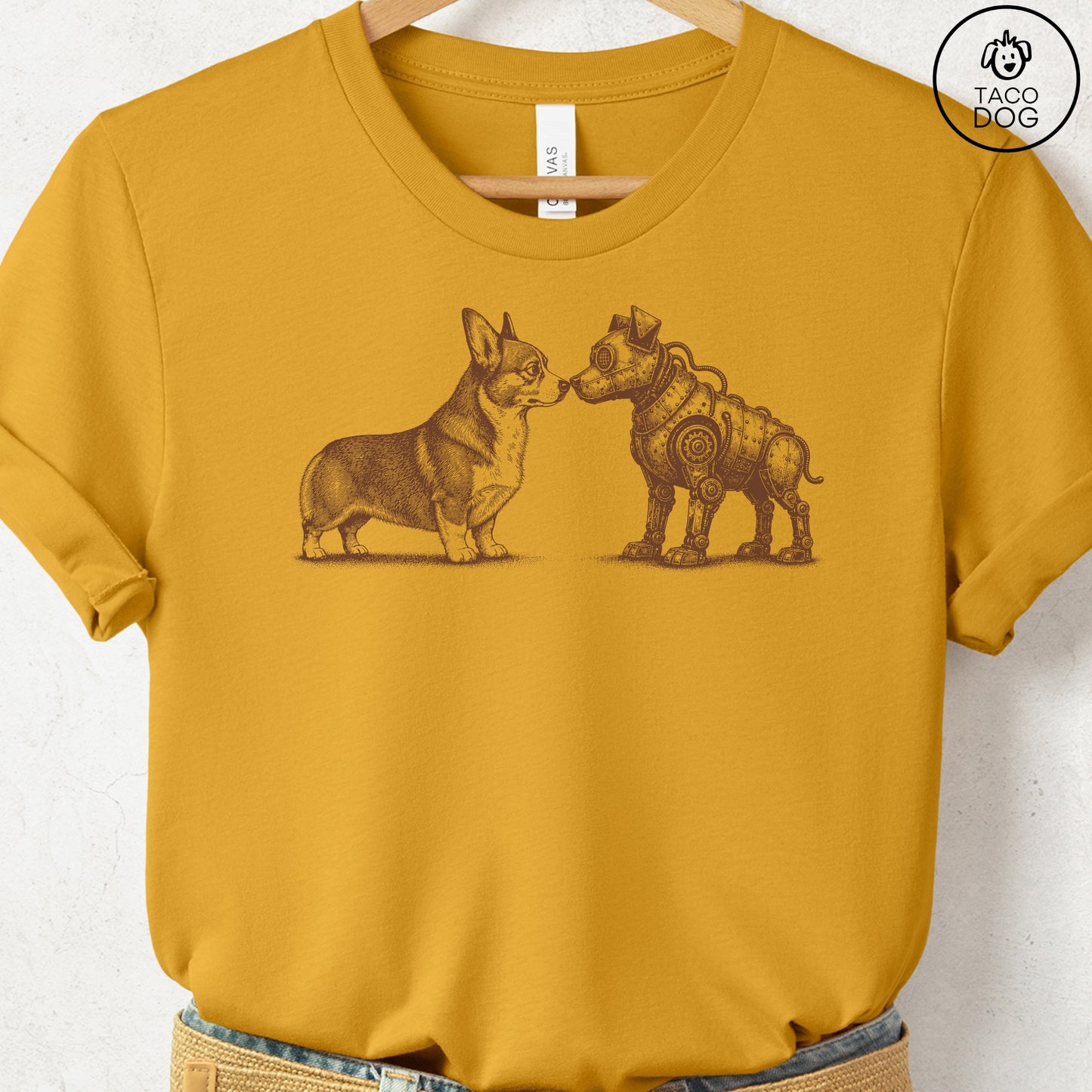 Corgi Robot Dog T-Shirt Mustard S Taco-Dog