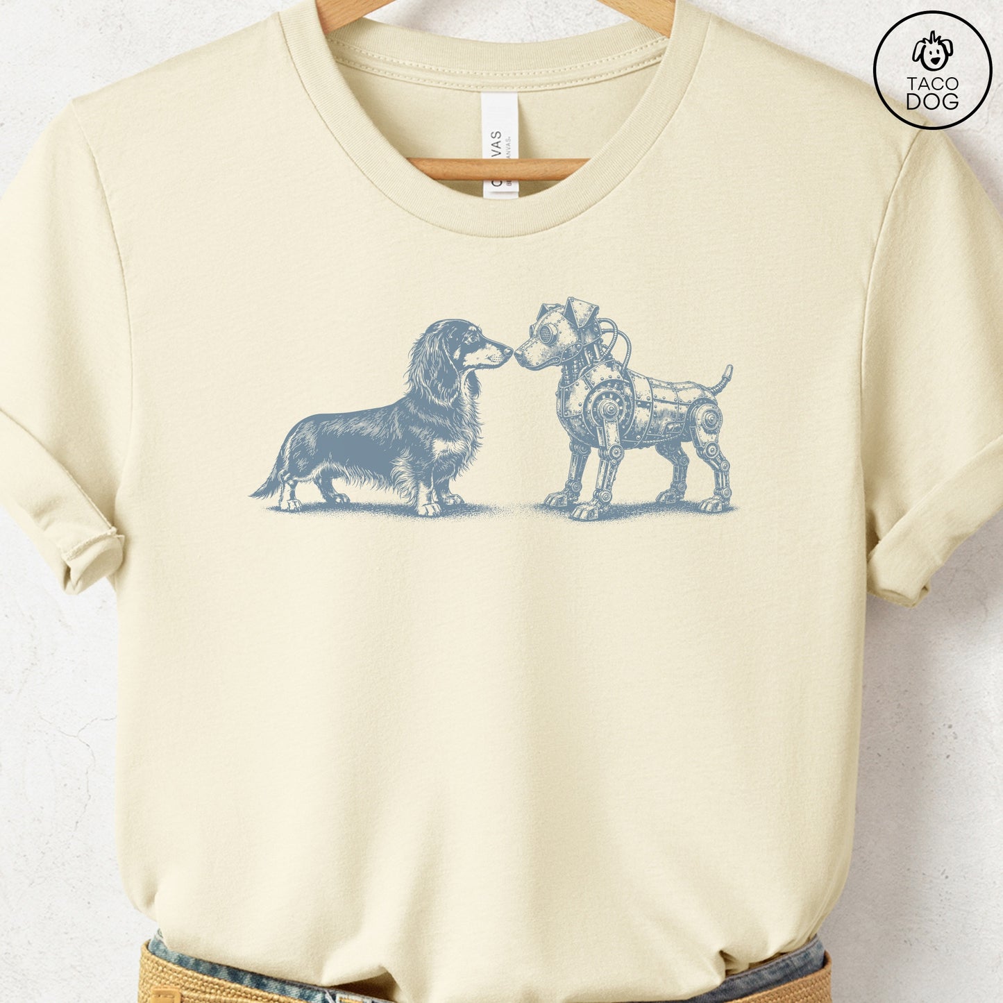 Dachshund Robot Dog T-Shirt Natural S Taco-Dog