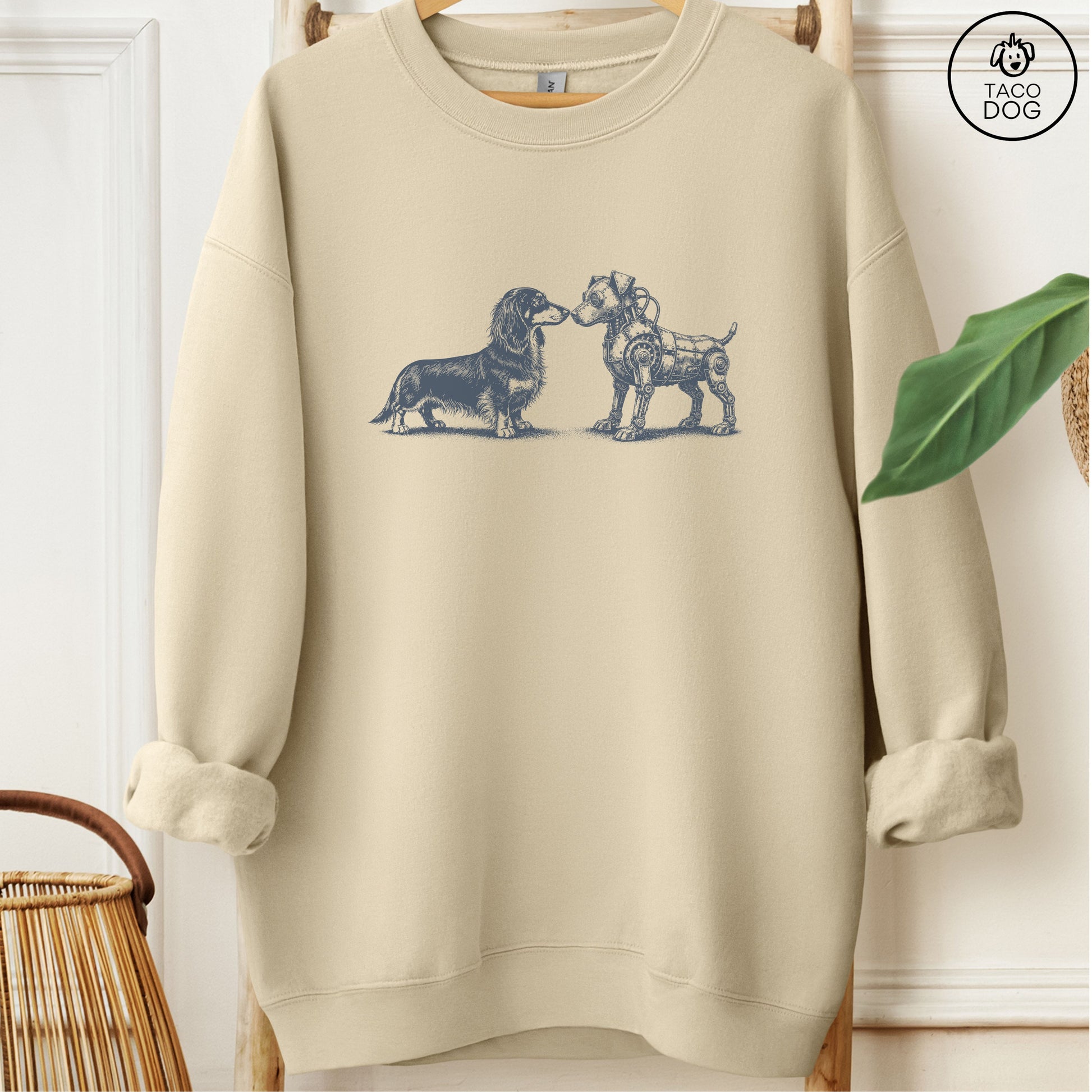 Dachshund Robot Dog Sweatshirt Sand M Taco-Dog