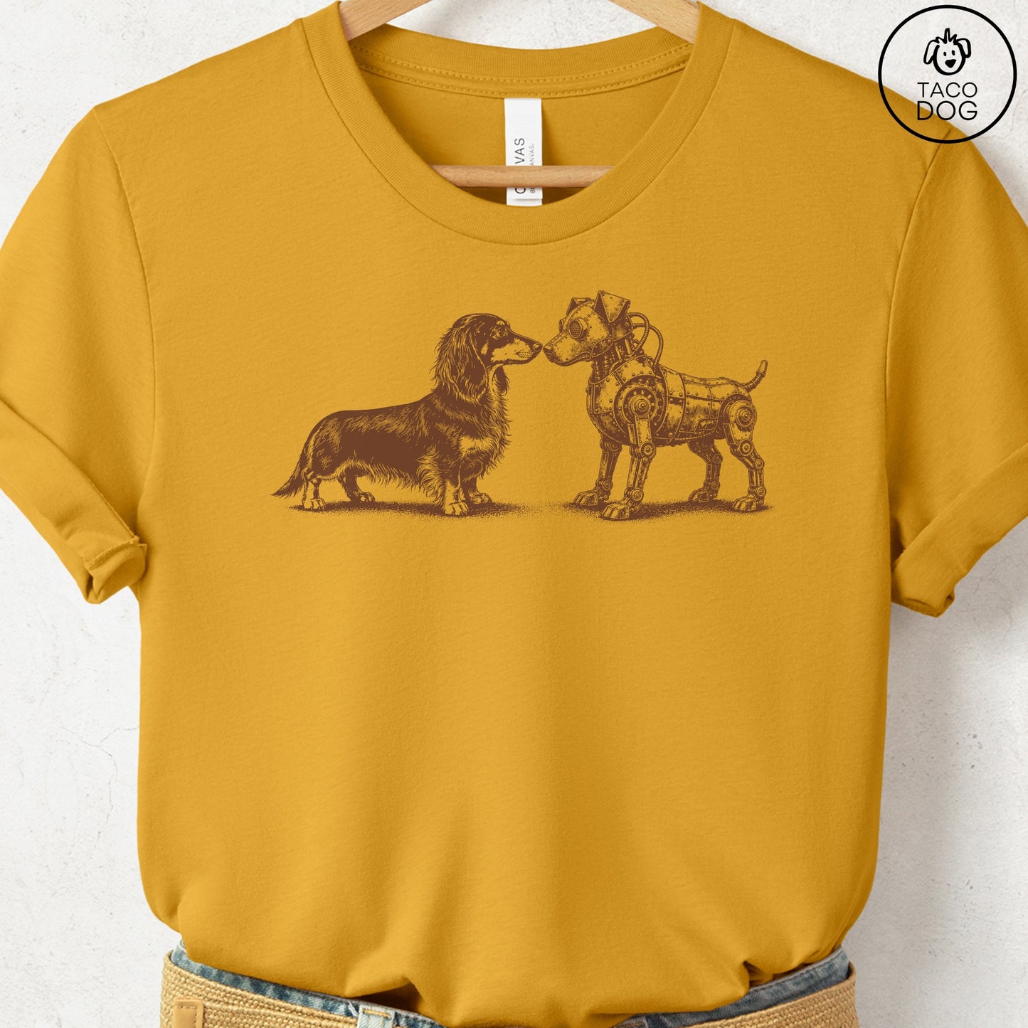 Dachshund Robot Dog T-Shirt Mustard S Taco-Dog
