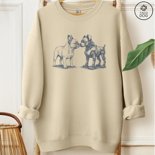 French Bulldog Frenchie Robot Dog Sweatshirt Sand Taco-Dog