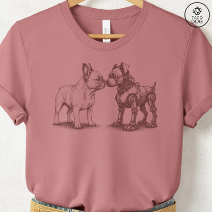 French Bulldog Frenchie Robot Dog T-Shirt Heather Mauve S Taco-Dog