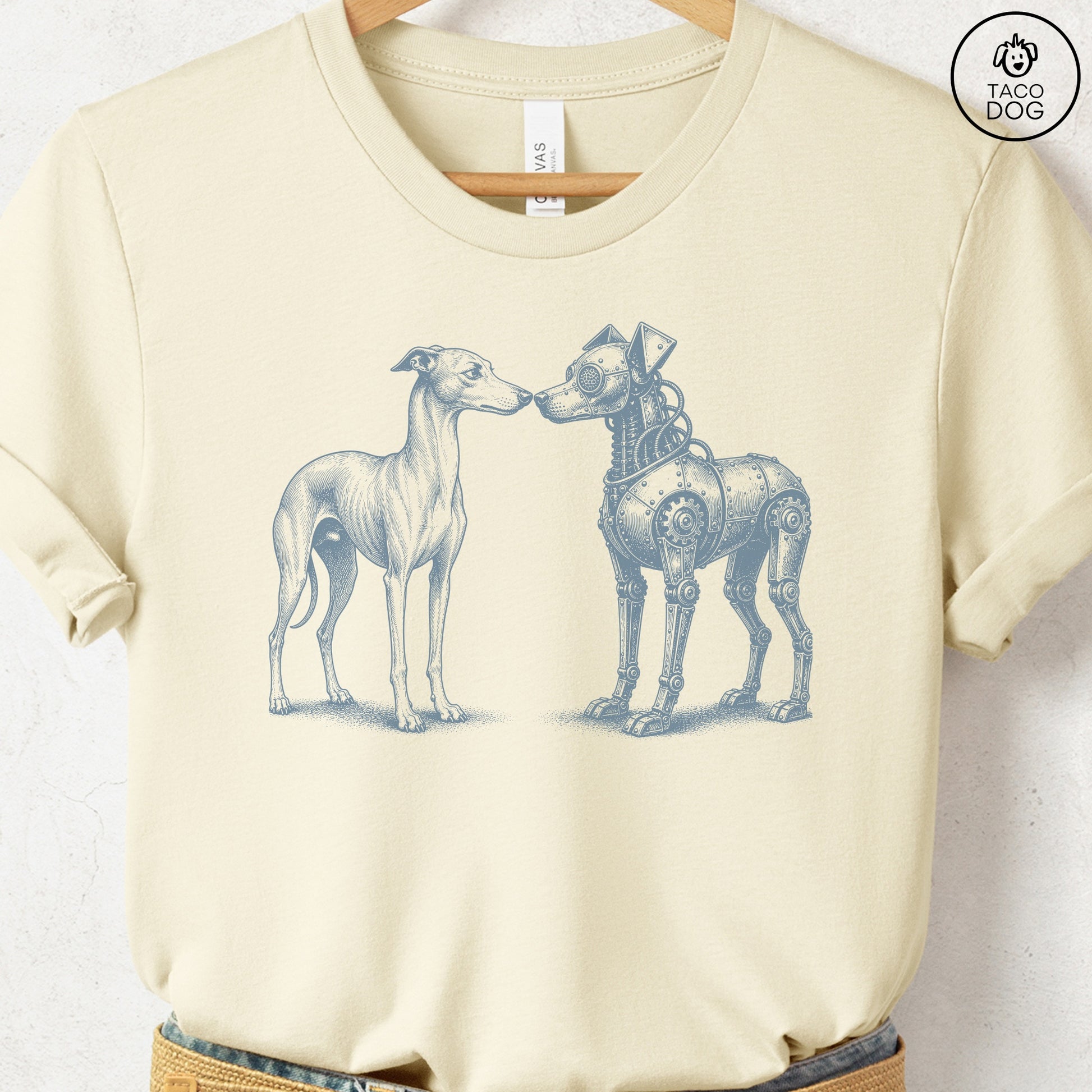 Italian Greyhound Whippet Robot Dog T-Shirt Natural S Taco-Dog