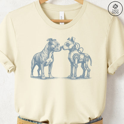 Pitbull Robot Dog T-Shirt Natural S Taco-Dog