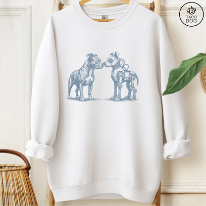 Pitbull Robot Dog Sweatshirt White M Taco-Dog