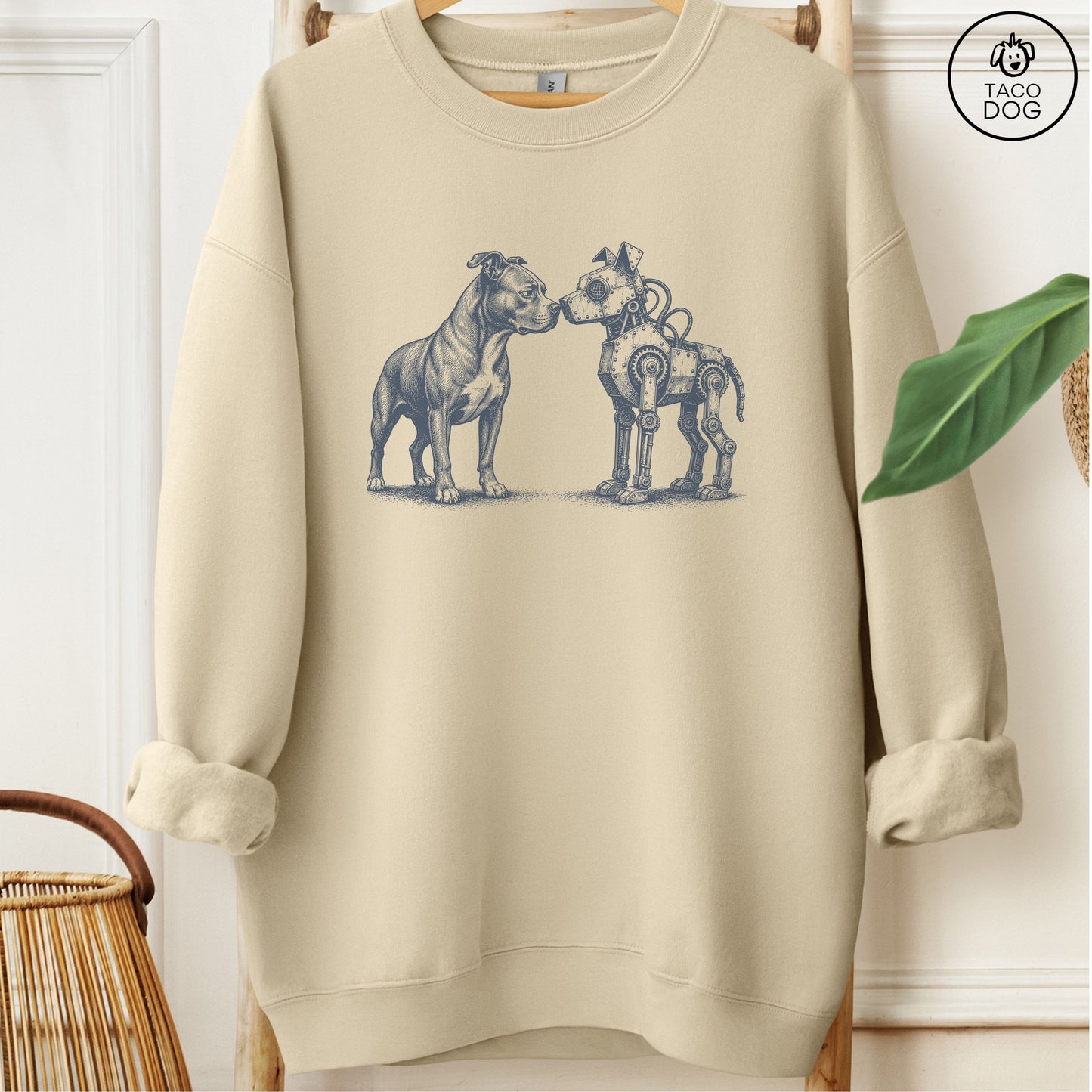 Pitbull Robot Dog Sweatshirt Sand M Taco-Dog