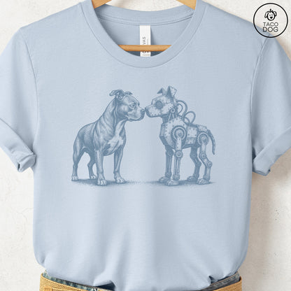 Pitbull Robot Dog T-Shirt Light Blue S Taco-Dog