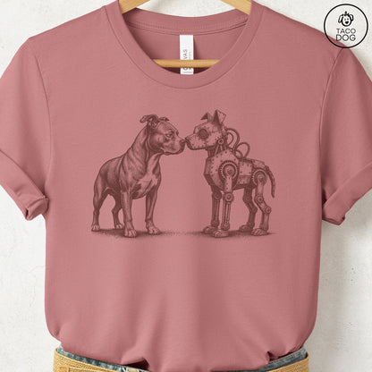 Pitbull Robot Dog T-Shirt Heather Mauve S Taco-Dog