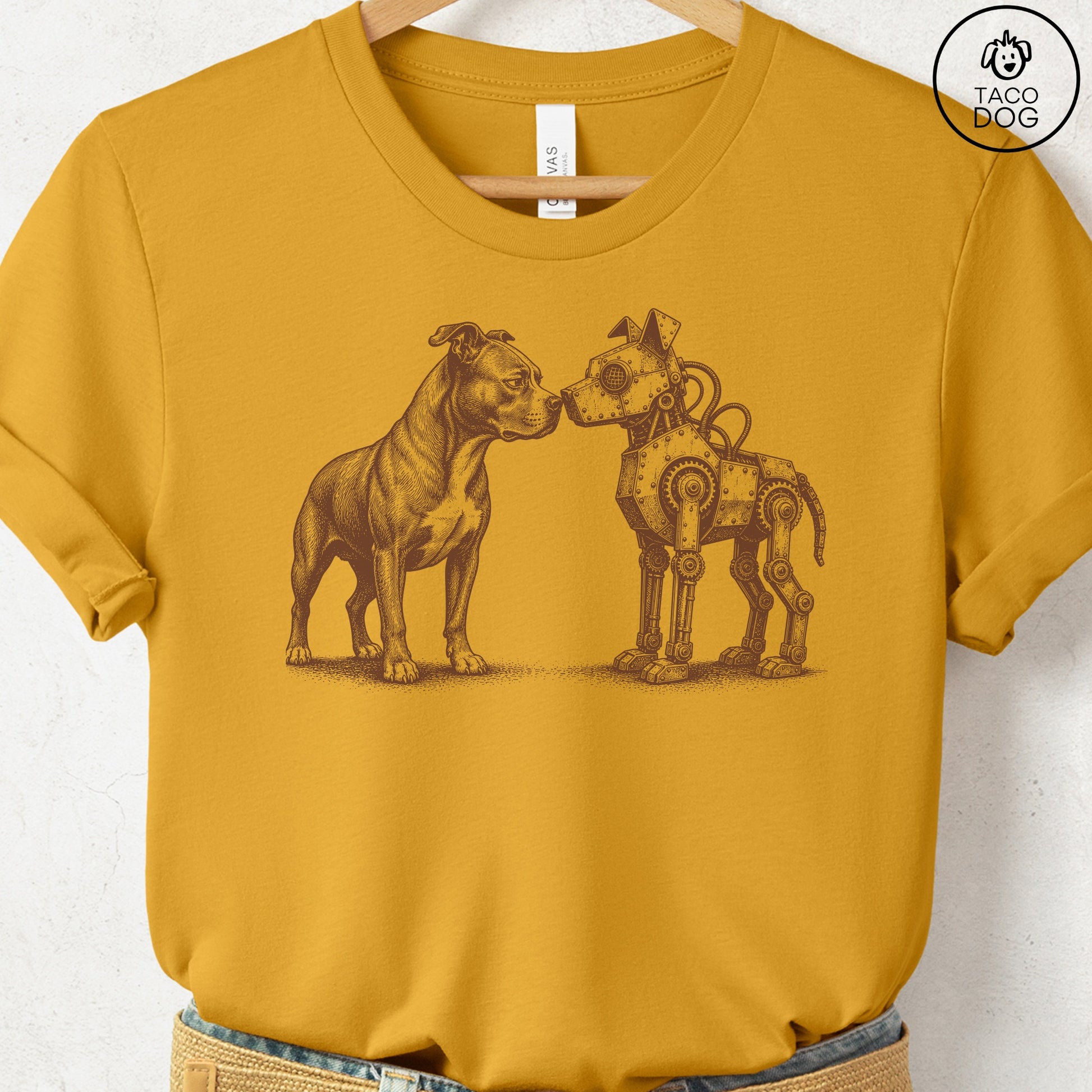 Pitbull Robot Dog T-Shirt Mustard S Taco-Dog