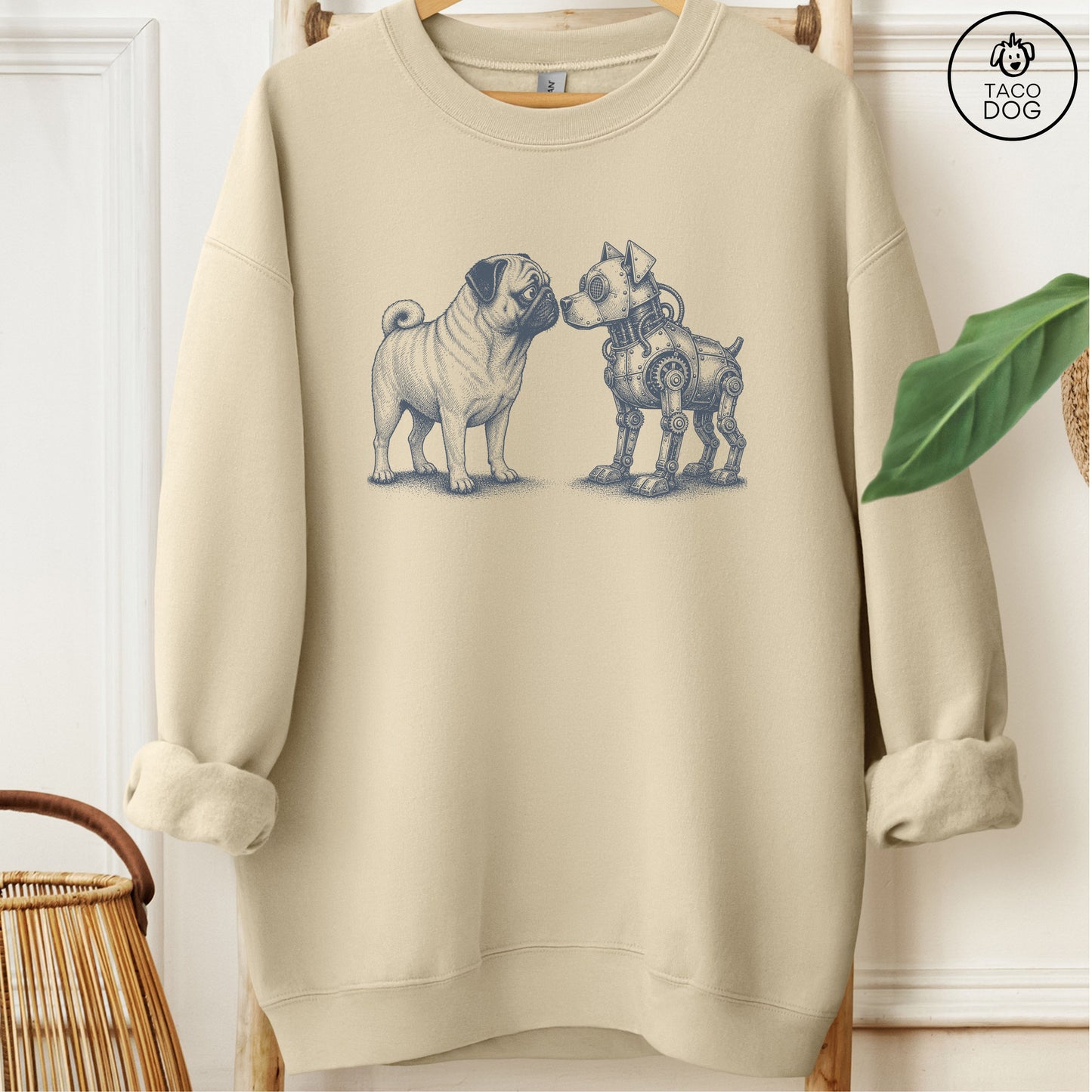 Pug Robot Dog Sweatshirt Sand M Taco-Dog