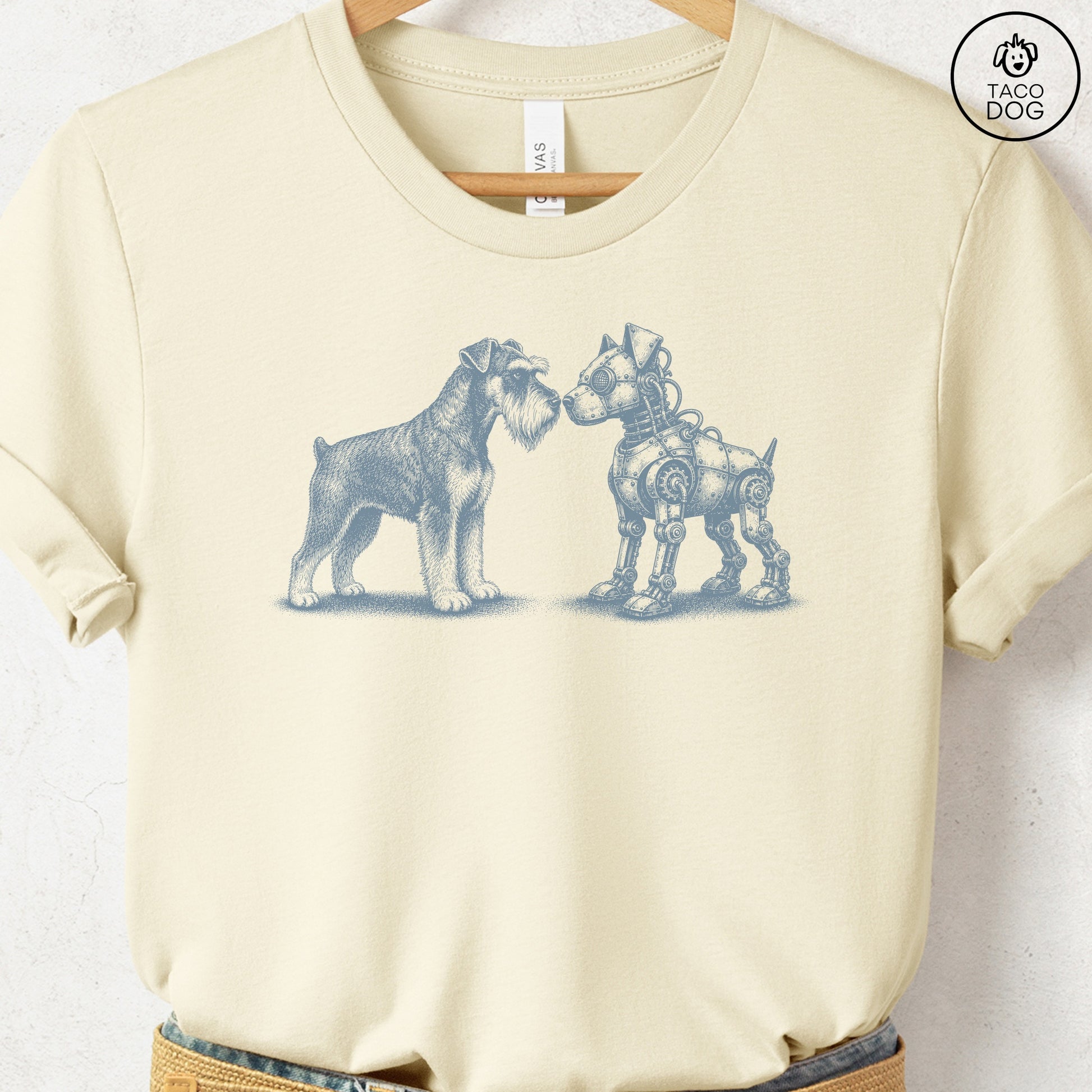 Schnauzer Robot Dog T-Shirt Natural S Taco-Dog