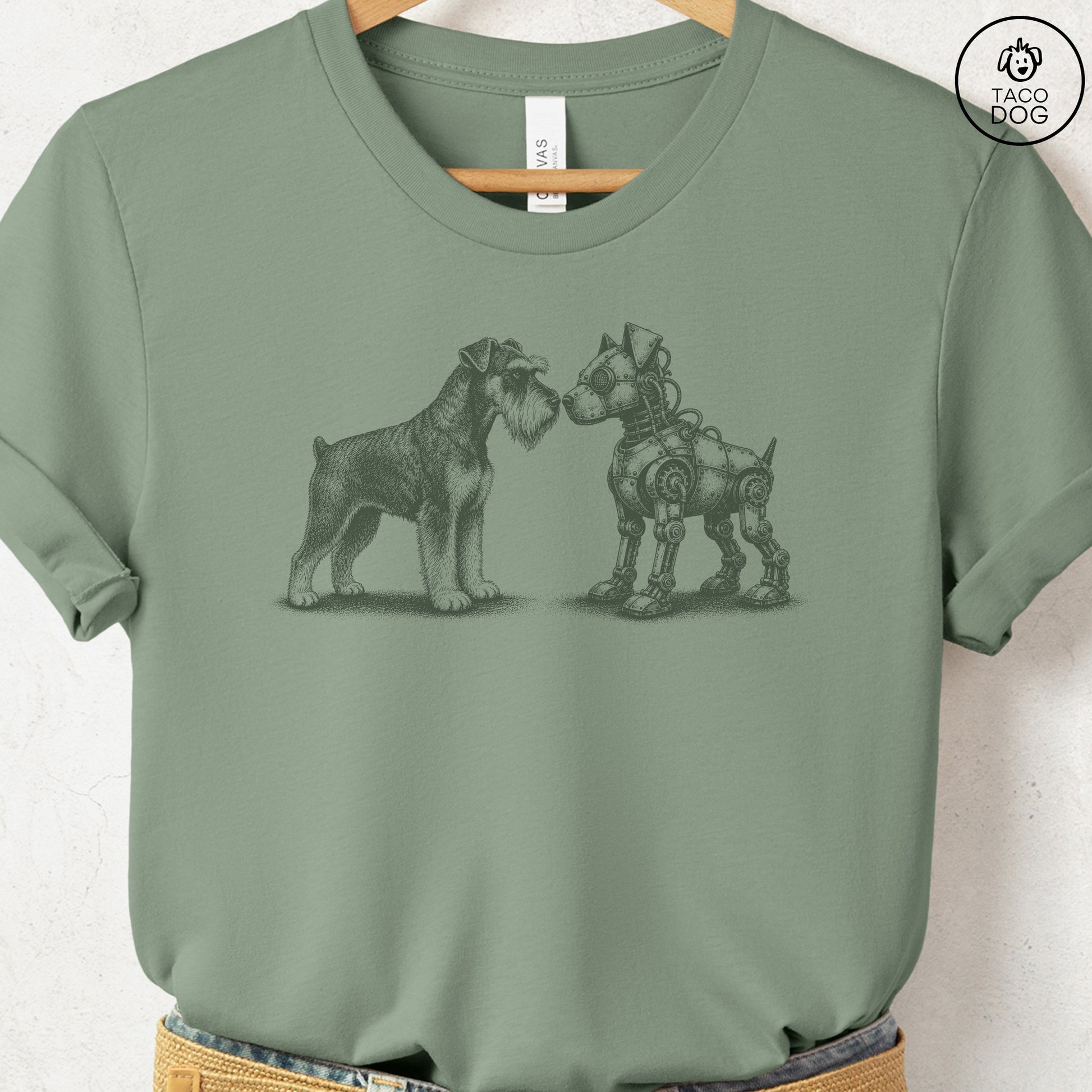 Schnauzer Robot Dog T-Shirt Sage S Taco-Dog