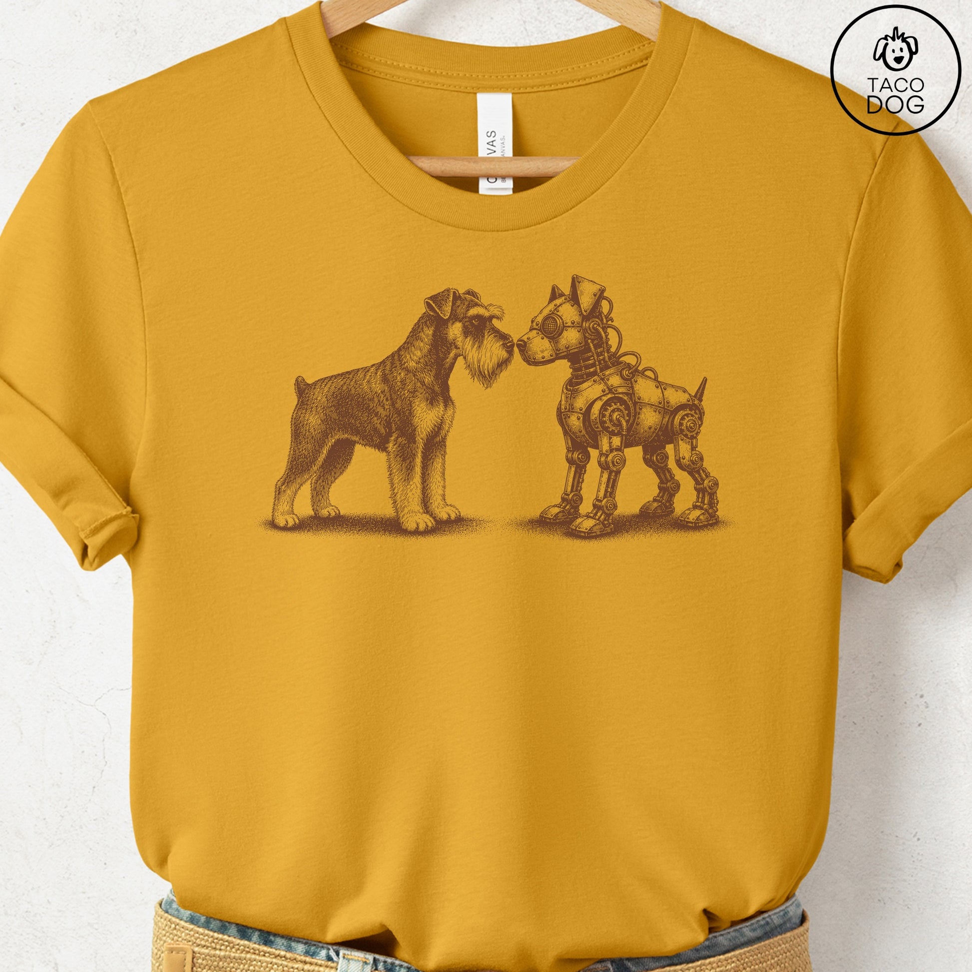 Schnauzer Robot Dog T-Shirt Mustard S Taco-Dog