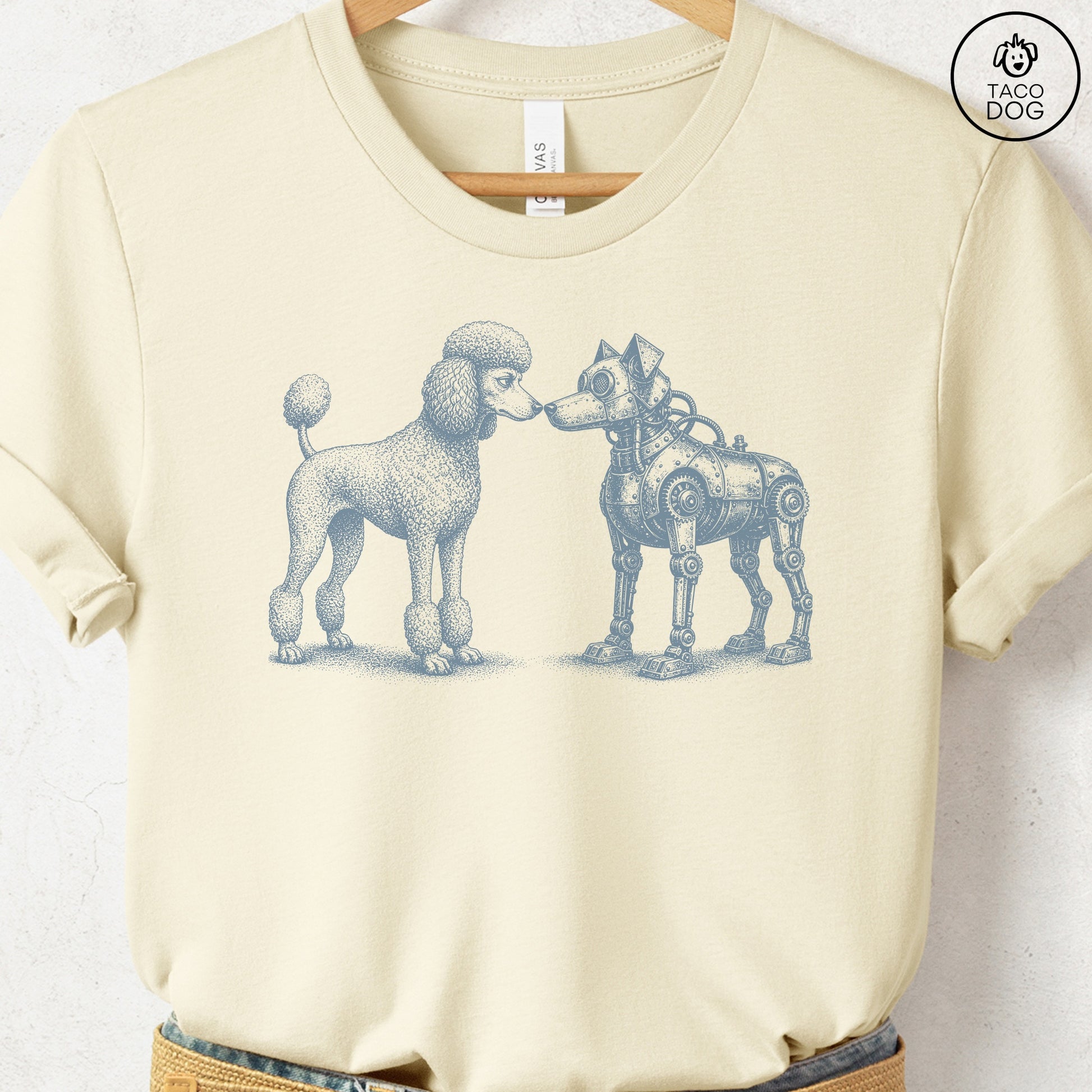 Poodle Robot Dog T-Shirt Natural S Taco-Dog