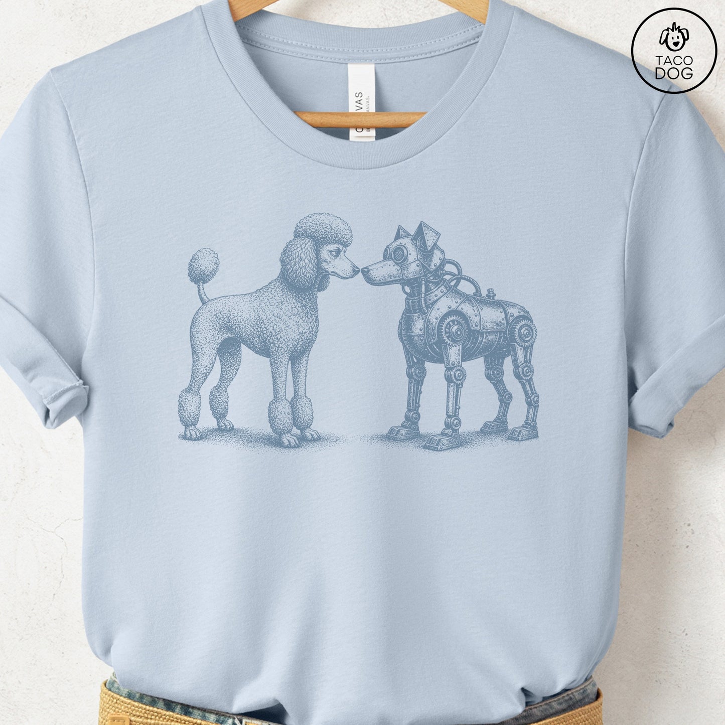 Poodle Robot Dog T-Shirt Light Blue S Taco-Dog