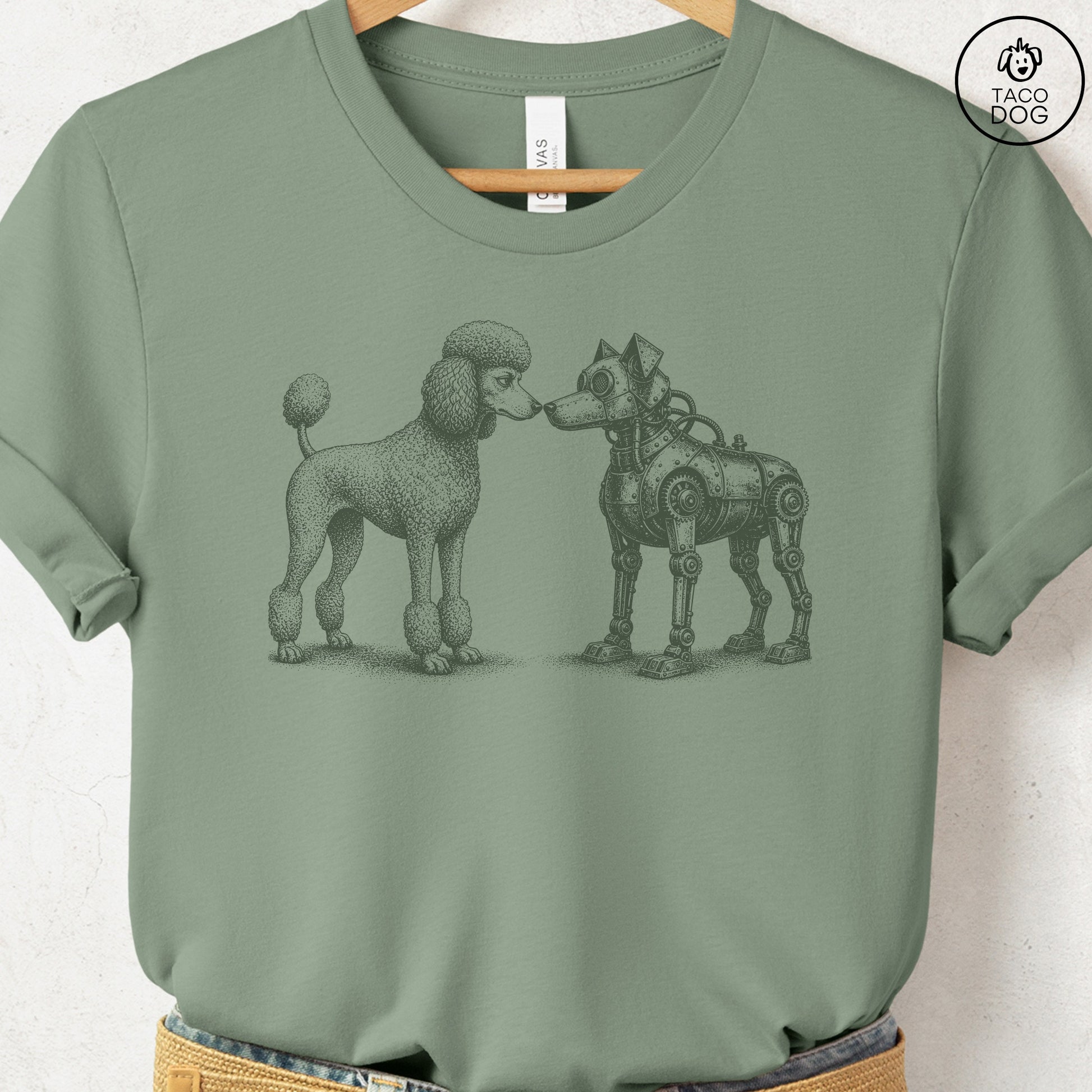 Poodle Robot Dog T-Shirt Sage S Taco-Dog