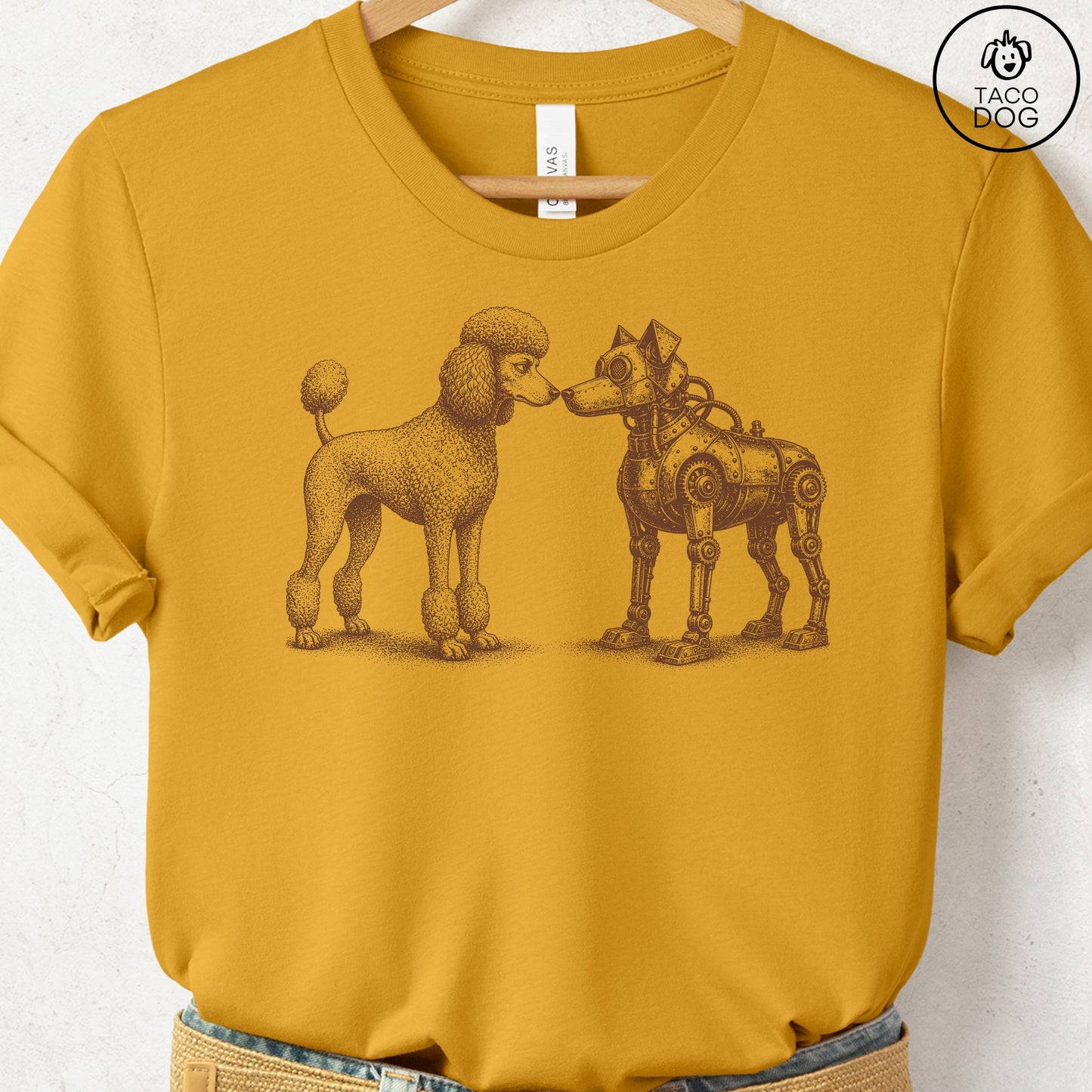 Poodle Robot Dog T-Shirt Mustard S Taco-Dog
