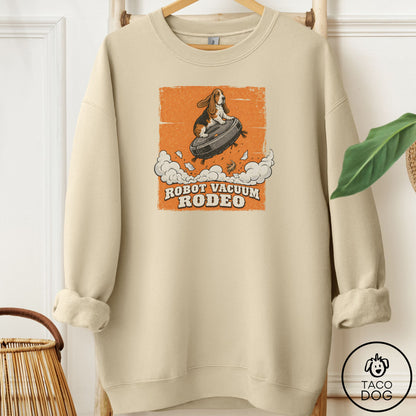 Basset Hound Robot Vacuum Rodeo Sweatshirt Sand Taco-Dog