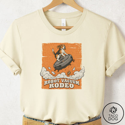 Beagle Robot Vacuum Rodeo T-Shirt Natural Taco-Dog