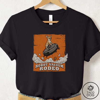 Chihuahua Robot Vacuum Rodeo T-Shirt Black Taco-Dog