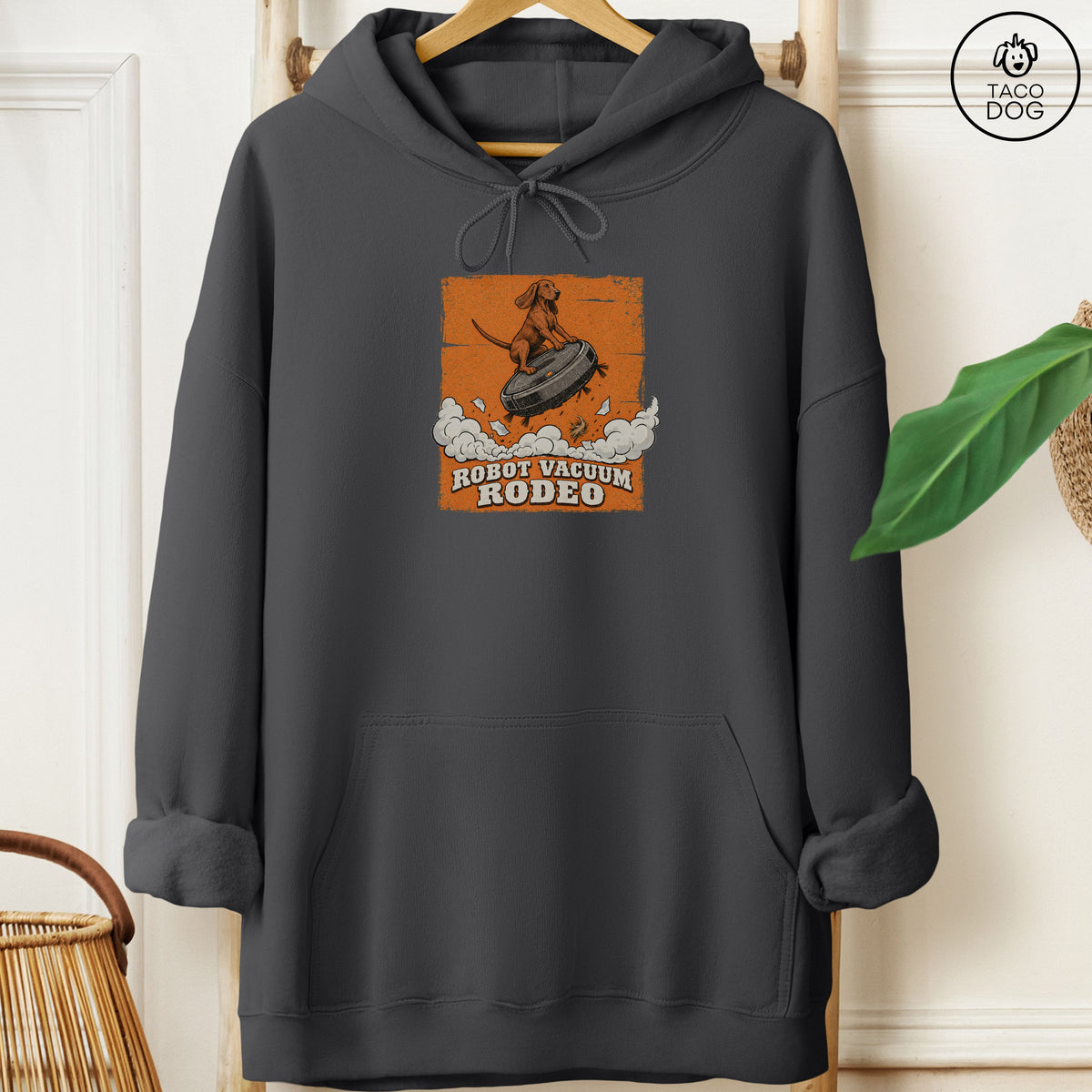 Coonhound Robot Vacuum Rodeo Hoodie Charcoal Taco-Dog