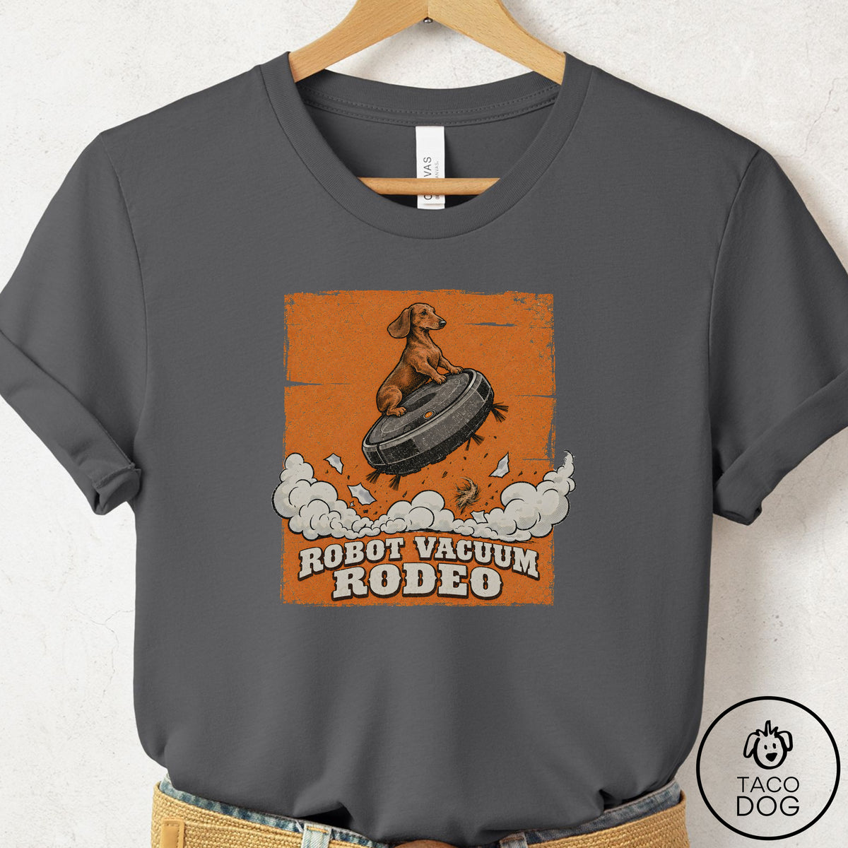 Dachshund Robot Vacuum Rodeo T-Shirt Asphalt Taco-Dog