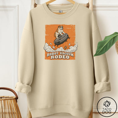 English Bulldog Robot Vacuum Rodeo Sweatshirt Sand Taco-Dog