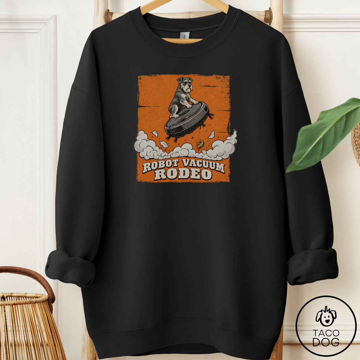Schnauzer Robot Vacuum Rodeo Sweatshirt Black Taco-Dog