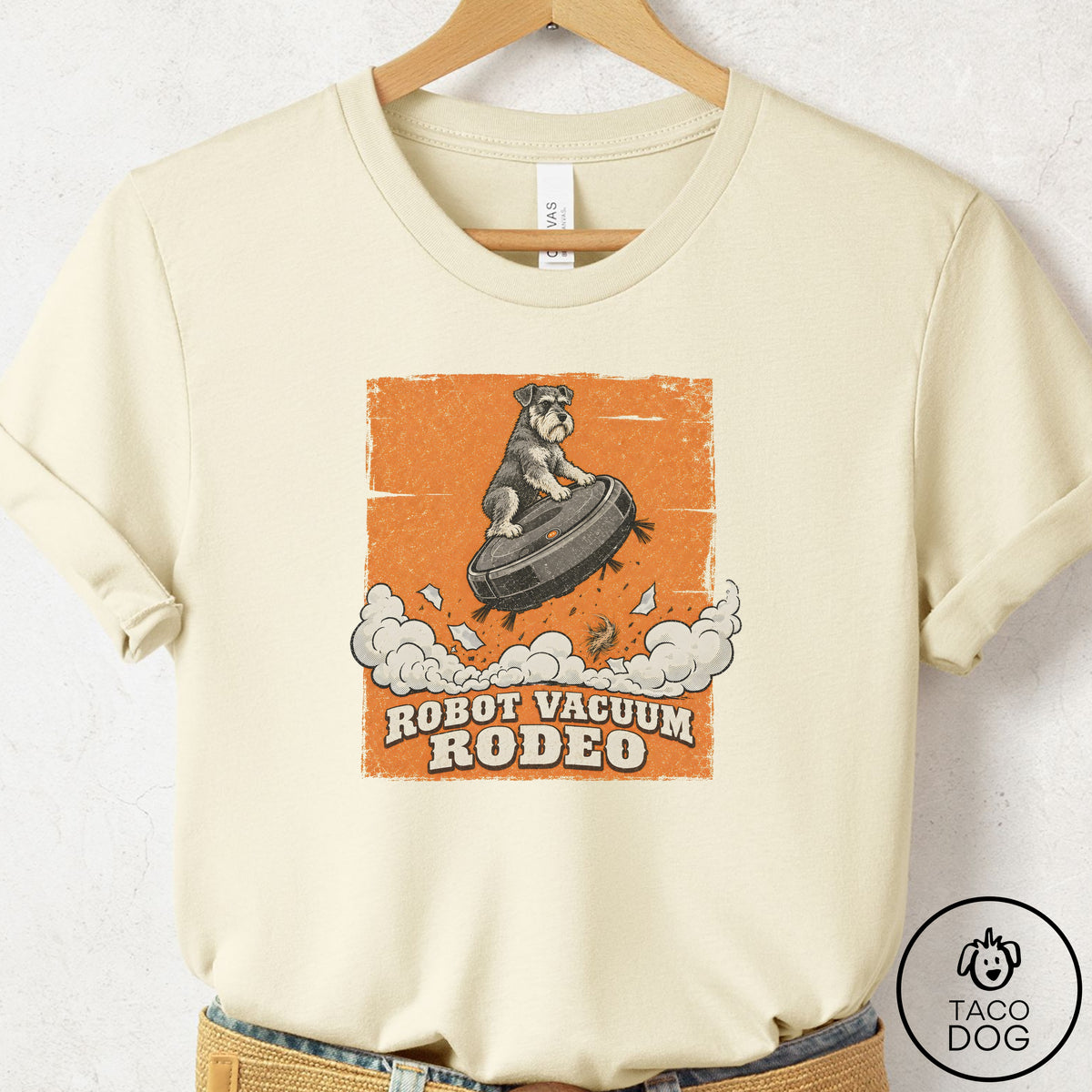Schnauzer Robot Vacuum Rodeo T-Shirt Natural Taco-Dog