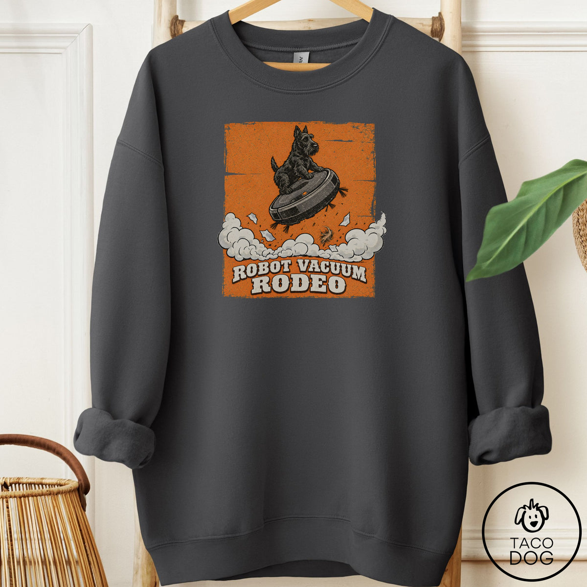 Scottie Robot Vacuum Rodeo Sweatshirt Charcoal Taco-Dog