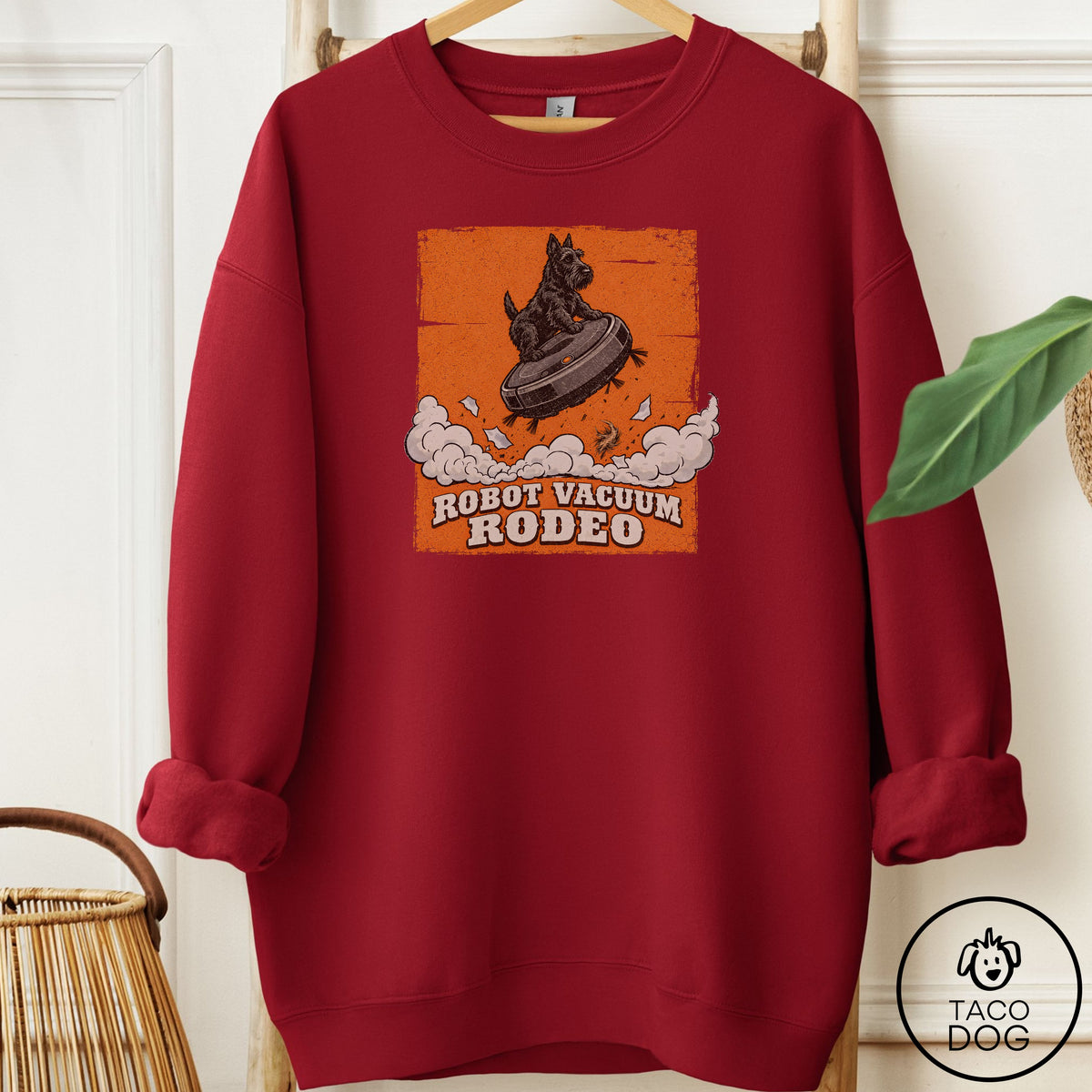 Scottie Robot Vacuum Rodeo Sweatshirt Garnet Taco-Dog