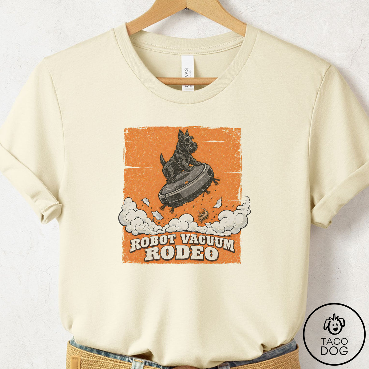 Scottie Robot Vacuum Rodeo T-Shirt Natural Taco-Dog