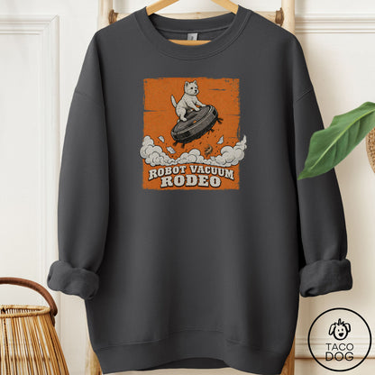 Westie Robot Vacuum Rodeo Sweatshirt Charcoal Taco-Dog
