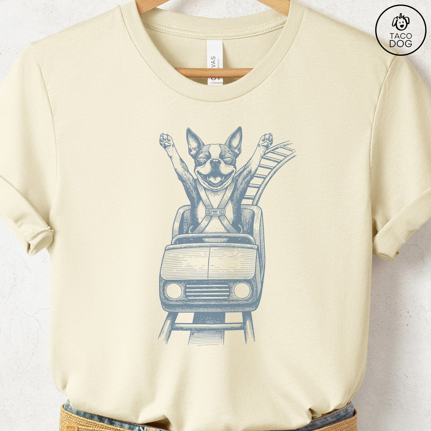 Boston Terrier Roller Coaster T-Shirt Taco-Dog