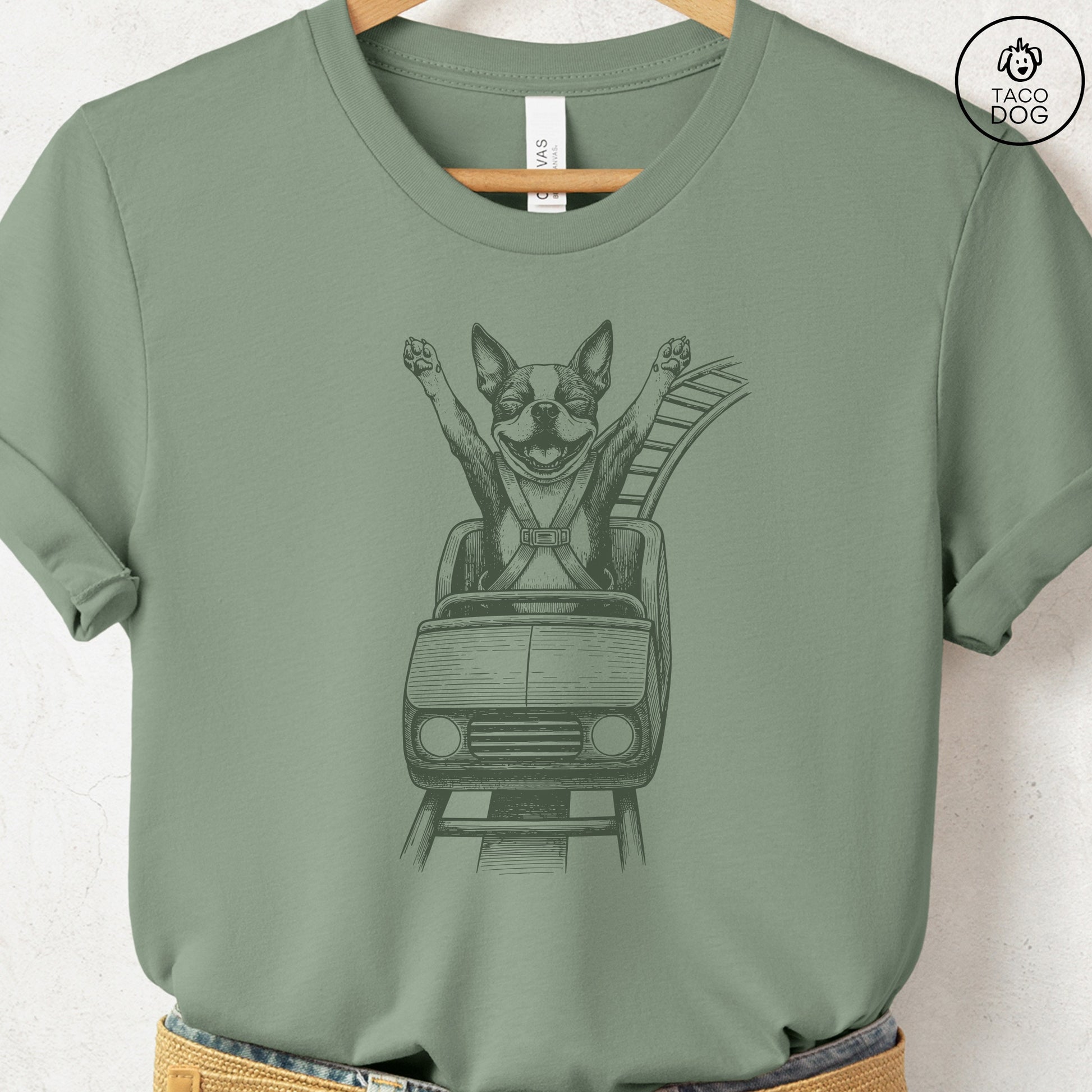 Boston Terrier Roller Coaster T-Shirt Taco-Dog