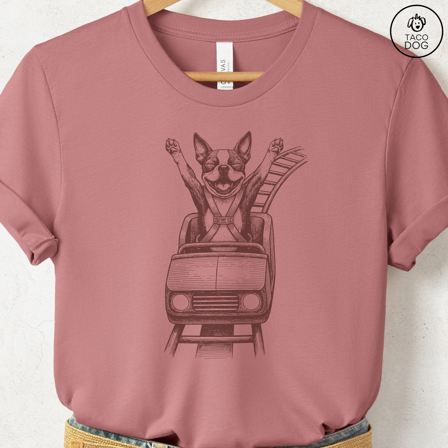Boston Terrier Roller Coaster T-Shirt Taco-Dog