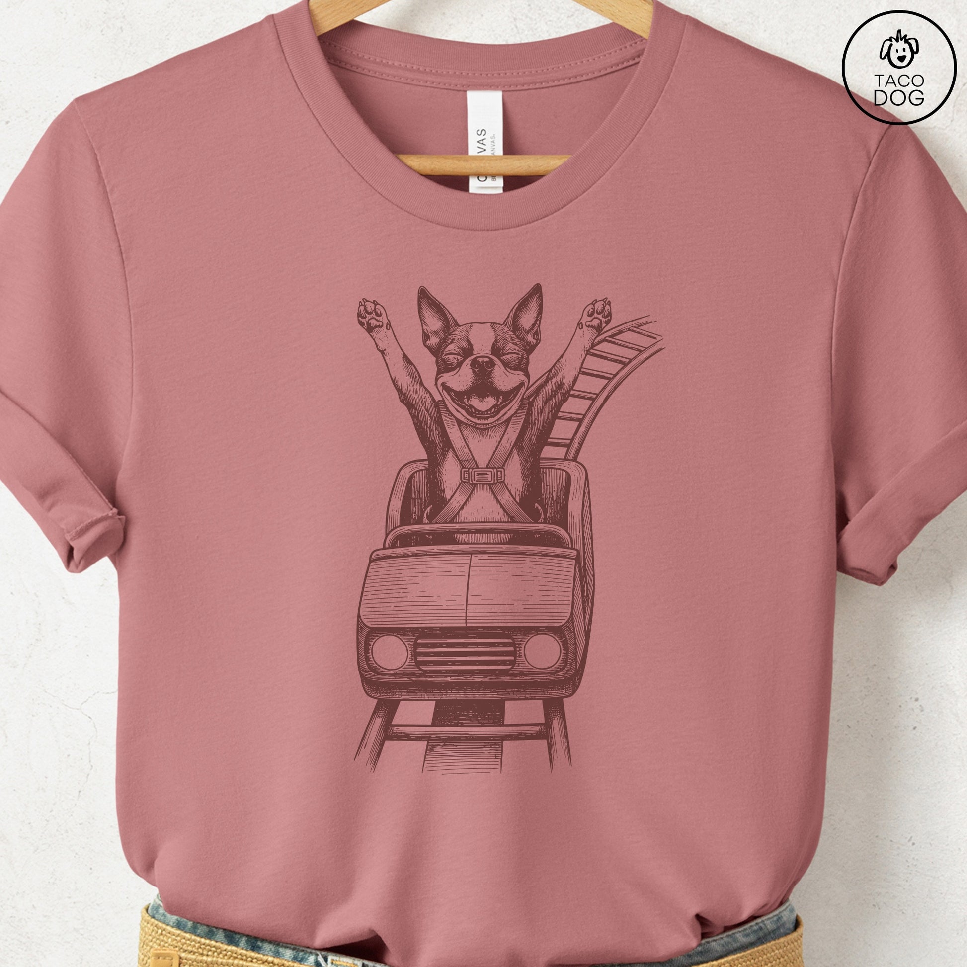Boston Terrier Roller Coaster T-Shirt Taco-Dog