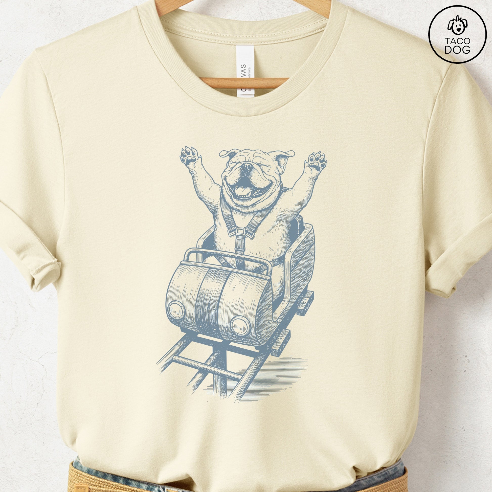 English Bulldog Roller Coaster T-Shirt Taco-Dog